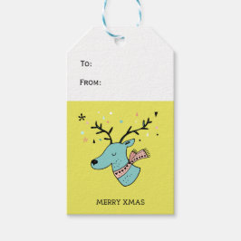 Retro renar grafik God jul Presentetikett