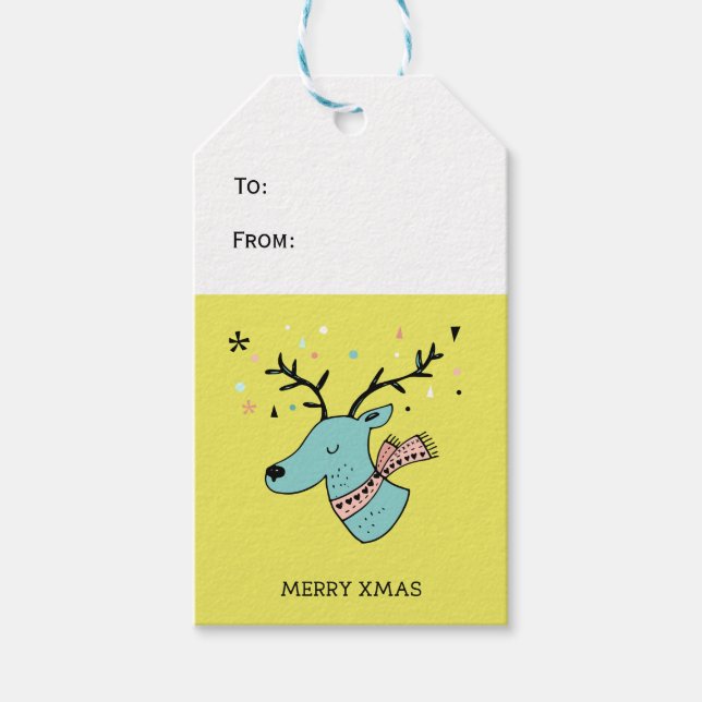 Retro renar grafik God jul Presentetikett (Framsidan)