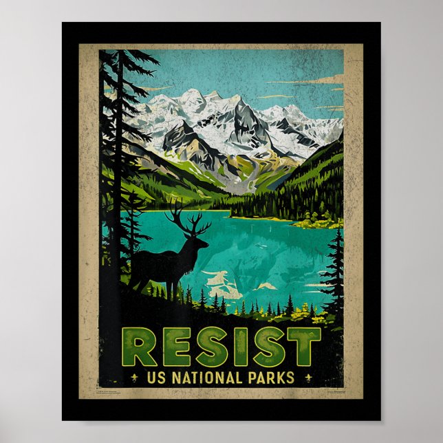 Retro Repersistt Alt amerikanska nationalparkens N Poster (Framsidan)