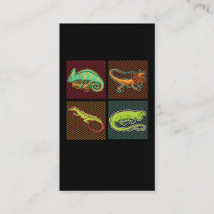 Retro Reptiles Lizard Chameleon Iguana Visitkort