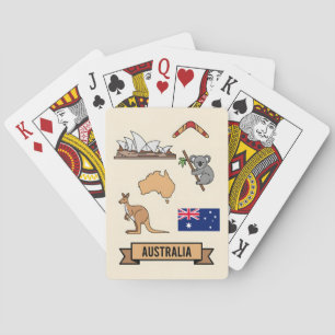Retro Resa Australien Ikoniska Nationella Symboler Casinokort