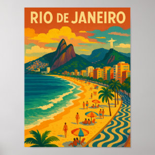 Retro Resa Copacabana Rio de Janeiro Brasilien  Poster