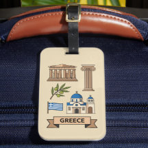 Retro Resa Grekland Ikoniska Nationella Symboler
