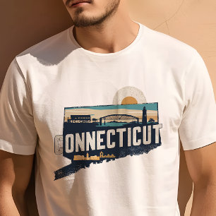 Retro Resa Ikonisk Connecticut Grafik T Shirt