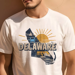 Retro Resa Ikonisk Delaware Grafik T Shirt