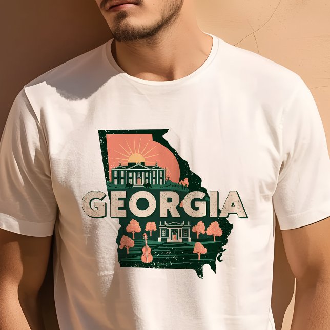 Retro Resa Ikonisk Georgia Grafik T Shirt (Skapare uppladdad)