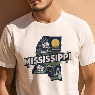 Retro Resa Ikonisk Mississippi Grafik T Shirt