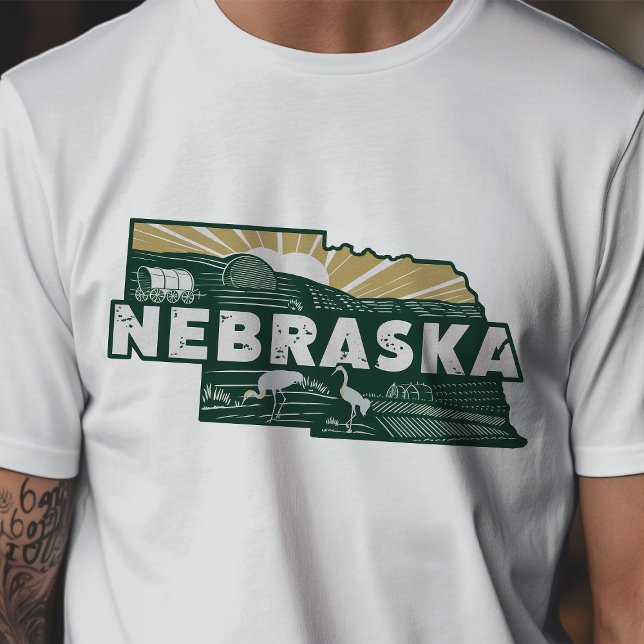 Retro Resa Ikonisk Nebraska Grafik T Shirt (Skapare uppladdad)