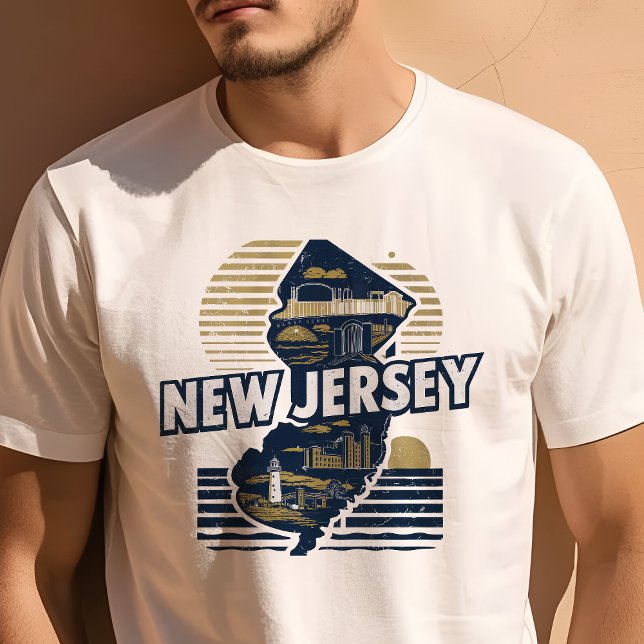 Retro Resa Ikonisk New Jersey Grafik T Shirt (Skapare uppladdad)