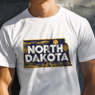 Retro Resa Ikonisk North Dakota Grafik T Shirt