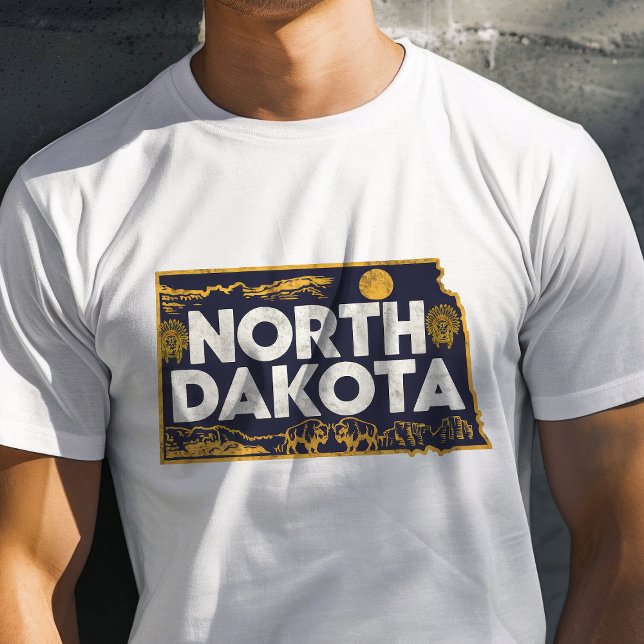 Retro Resa Ikonisk North Dakota Grafik T Shirt (Skapare uppladdad)