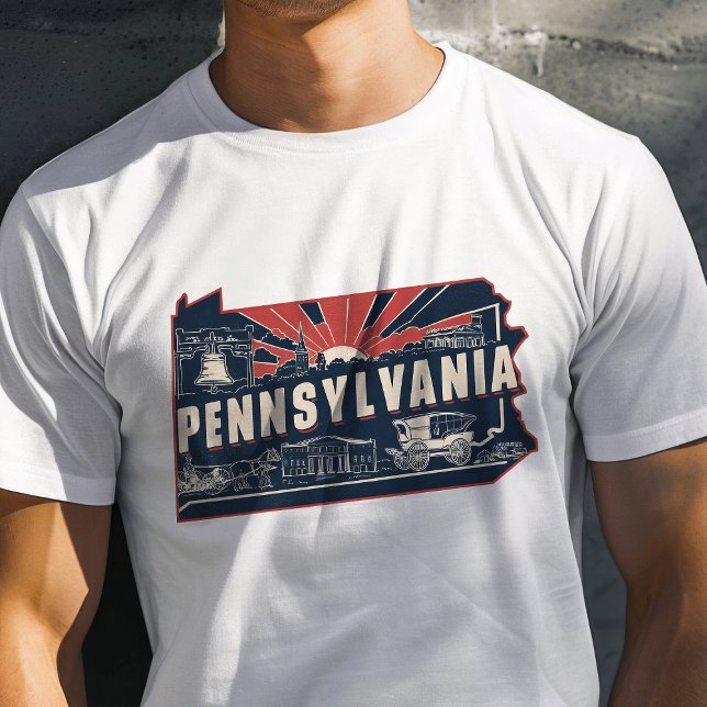 Retro Resa Ikonisk Pennsylvania Grafik T Shirt (Skapare uppladdad)