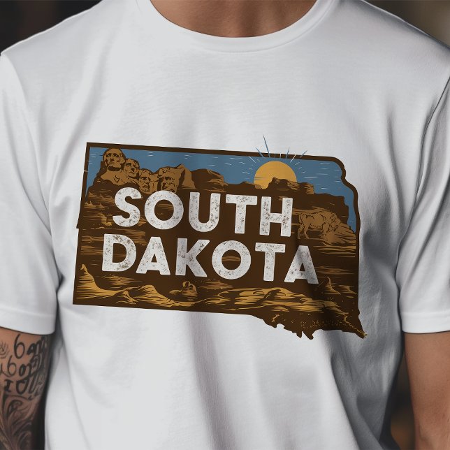 Retro Resa Ikonisk South Dakota Grafik T Shirt (Skapare uppladdad)