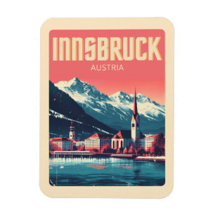 Retro resa Innsbruck Tyrol - Österrikiska alperna Magnet