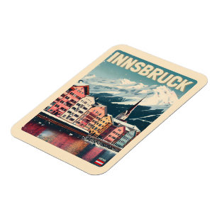 Retro resa Innsbruck Tyrol - Österrikiska alperna Magnet