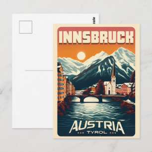 Retro resa Innsbruck Tyrol - Österrikiska alperna Vykort
