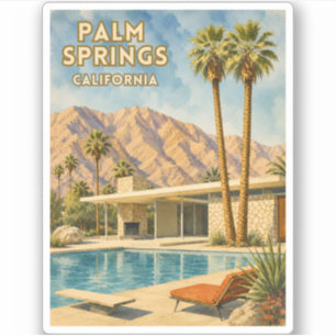 Retro Resa Palm Springs Kalifornien Landskap Klistermärken