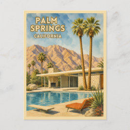 Retro Resa Palm Springs Kalifornien Landskap Vykort