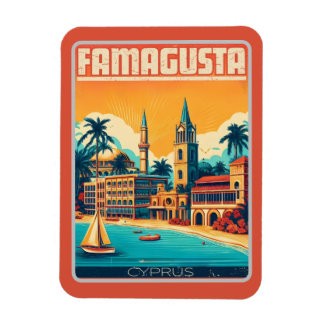 Retro-resande Famagusta Beach Cyprus souvenirs-gåv Magnet