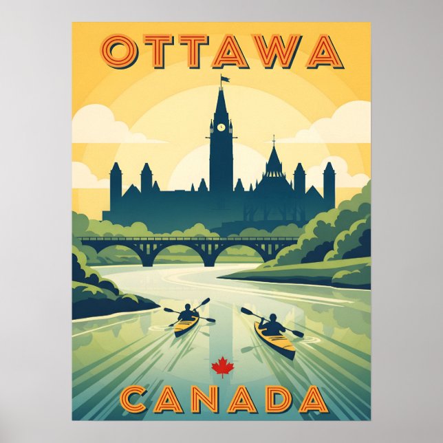 Retro-reseaffisch för Ottawa Kanada Poster (Framsidan)