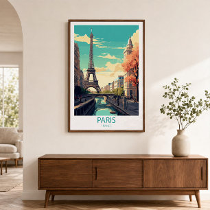 Retro Resemål Paris Frankrike Destinationsväggkons Poster