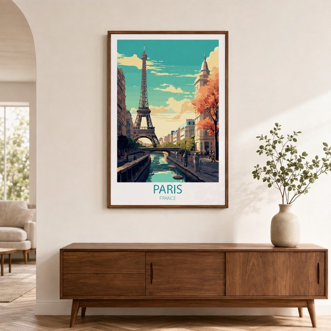 Retro Resemål Paris Frankrike Destinationsväggkons Poster (Retro Travel Paris France Destination Wall Art)