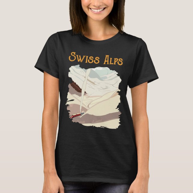 Retro Resemålning T-Shirt för Schweiziska Alpernas (Framsida)