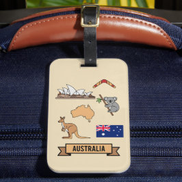 Retro Resor Australien Ikoniska Nationella Symbole Bagagebricka