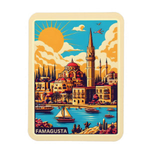 Retro resor Famagusta Strand Cypern presenter Magnet