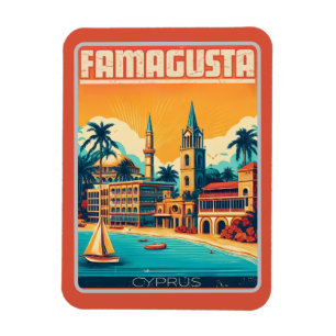 Retro-resor Famagusta Strand Cypern souvenirer pre Magnet