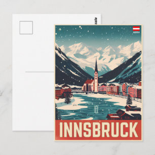 Retro resor Innsbruck Tyrol - Österrikiska alperna Vykort