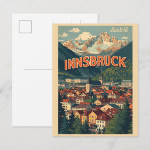 Retro resor Innsbruck Tyrol - Österrikiska alperna Vykort