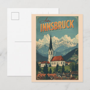Retro resor Innsbruck Tyrol - Österrikiska alperna Vykort