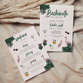 Retro Resort Bachelorette Helg Inbjudningar
