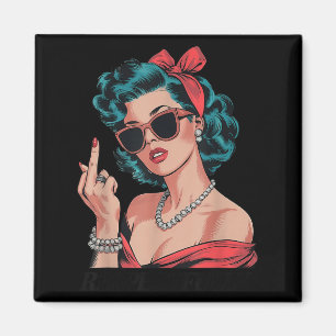 Retro Respektfullt Roligt Tjej Sy Stil Magnet