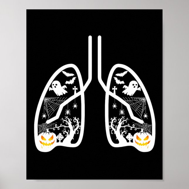 Retro respiratorisk terapi Rt Lung Ghost Pumpkin Poster (Framsidan)