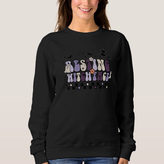Retro Resting Witch Ansikte Witch Vibes Witchy Wom T Shirt (Framsida)