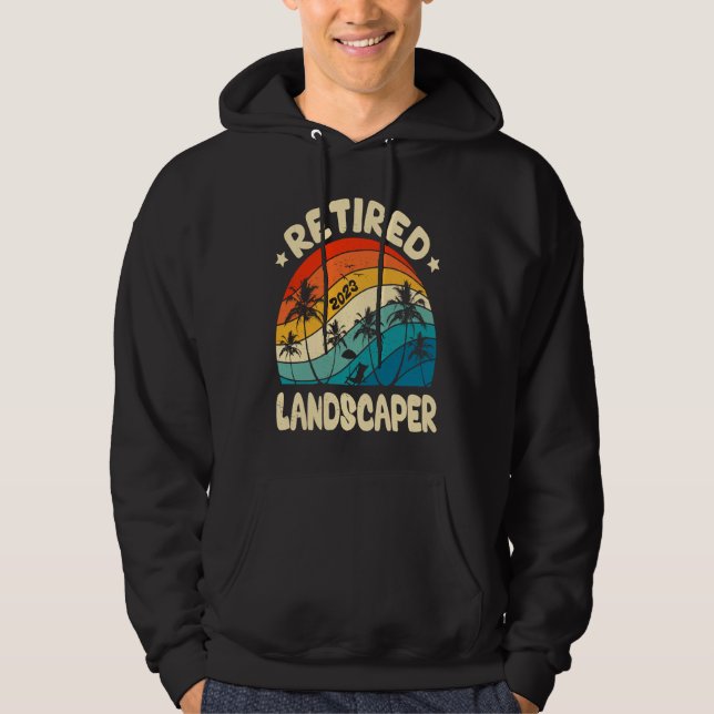 Retro Retired Landscaper Vintage Retirement Worked Hoodie (Framsida)