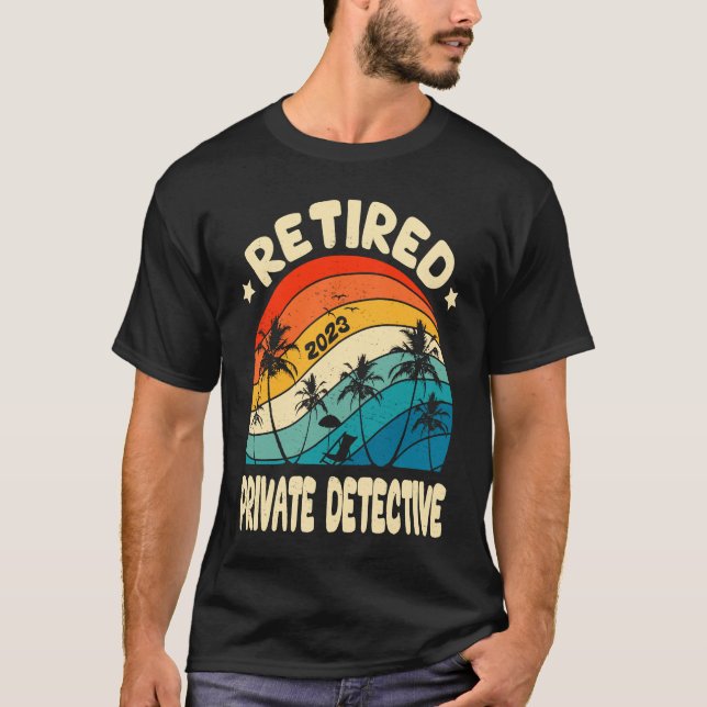 Retro Retired Private Detective Vintage Retirement T Shirt (Framsida)
