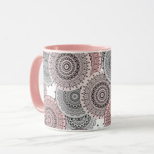 Retro, retro mönster, blå och rosa, elegant mugg