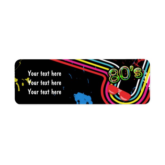 Retro-Returetiketter för Födelsedagsfest för 80 Returadress Etikett (Framsidan)