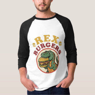 Retro Rex Burgare T-Rex Äter Cheeseburgare 70tal T Shirt