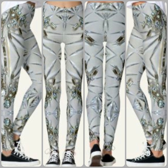 Retro Rhinestone “Art Deco Chic i silvergrått Leggings (Skapare uppladdad)
