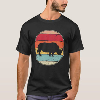 Retro Rhino Vintage Rhino Silhouette Safari Zoo An T Shirt