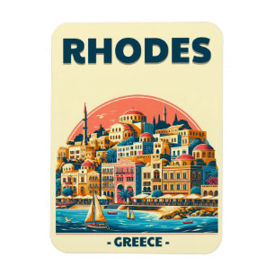 Retro Rhodos Stad - Grekland semesterpresenter Magnet