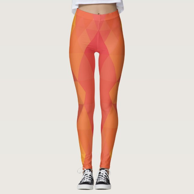Retro rhombusabstraktdesign leggings (Framsida)