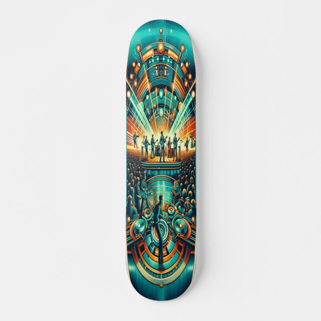 "Retro Rhythms Festival Deck" Mini Skateboard Bräda 18,5 Cm (Framsida)