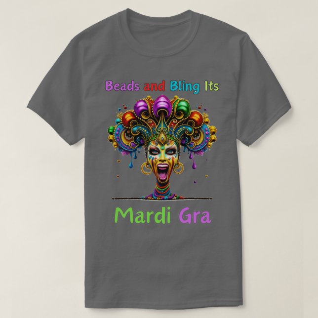 Retro Rhythms of Mardi Gras Pärlor Fusion Cajun Pa T Shirt (Design framsida)