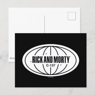 Retro Rick and Morty C-137 Dimension Badge Vykort