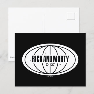 Retro Rick and Morty C-137 Dimension Badge Vykort
